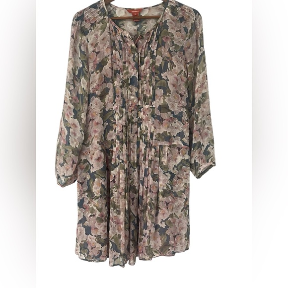 Sundance province rose silk dress bohemian floral watercolor long sleeve dress S - Picture 6 of 11